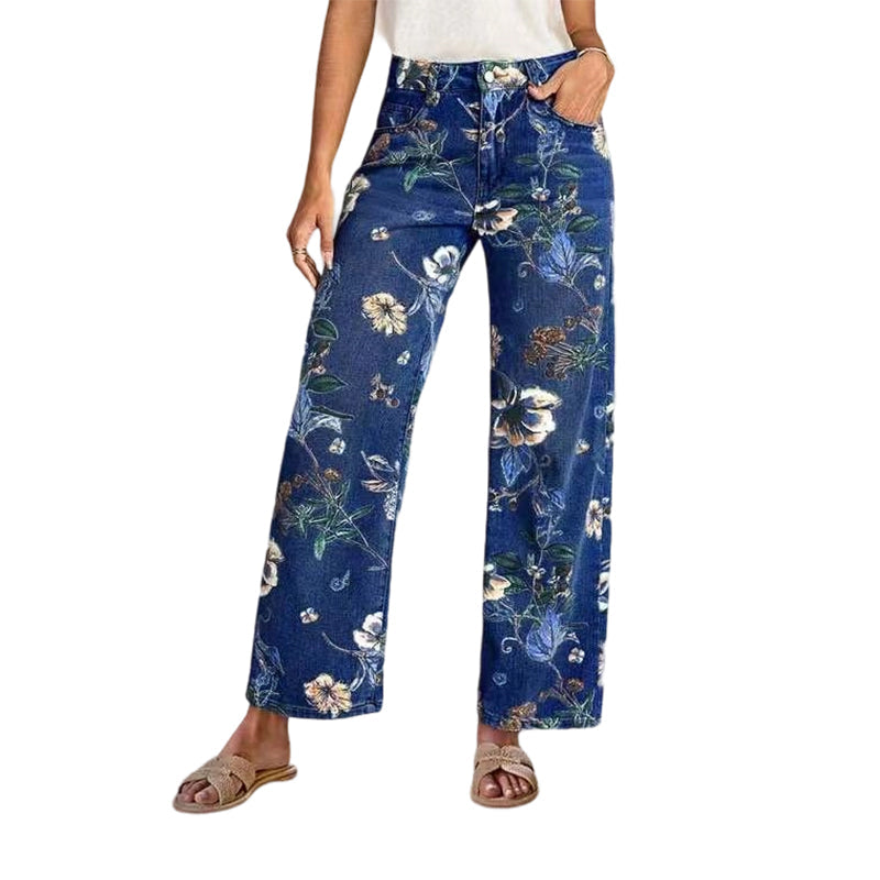 🎁Free Gift 🎁 ⏳Limited-time 50% off⏰Women's Floral Print Straight-Leg Jeans💐👖— Free shipping for two pieces