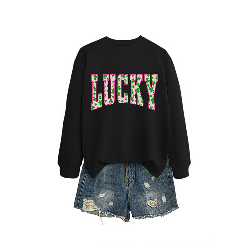 🍀St. Patrick’s Day Essential! Women's Lucky Shamrock Graphic Sweatshirt 🎁