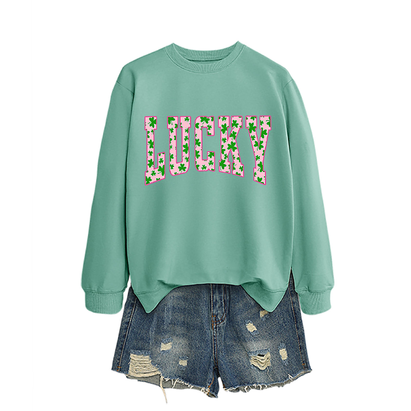 🍀St. Patrick’s Day Essential! Women's Lucky Shamrock Graphic Sweatshirt 🎁
