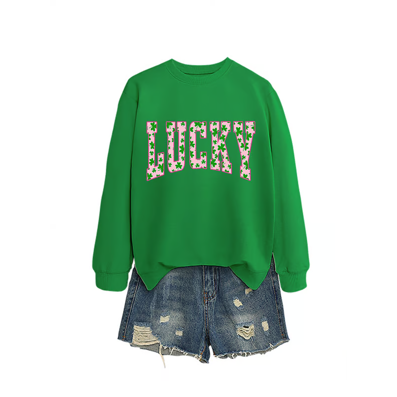 🍀St. Patrick’s Day Essential! Women's Lucky Shamrock Graphic Sweatshirt 🎁