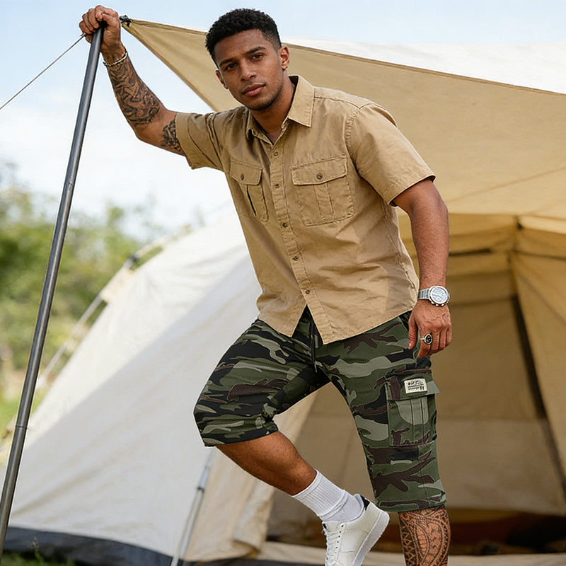 Men's Camouflage Cargo Shorts – Multi-Pocket, Adjustable Waist & Breathable Fabric (2XS–3XL)