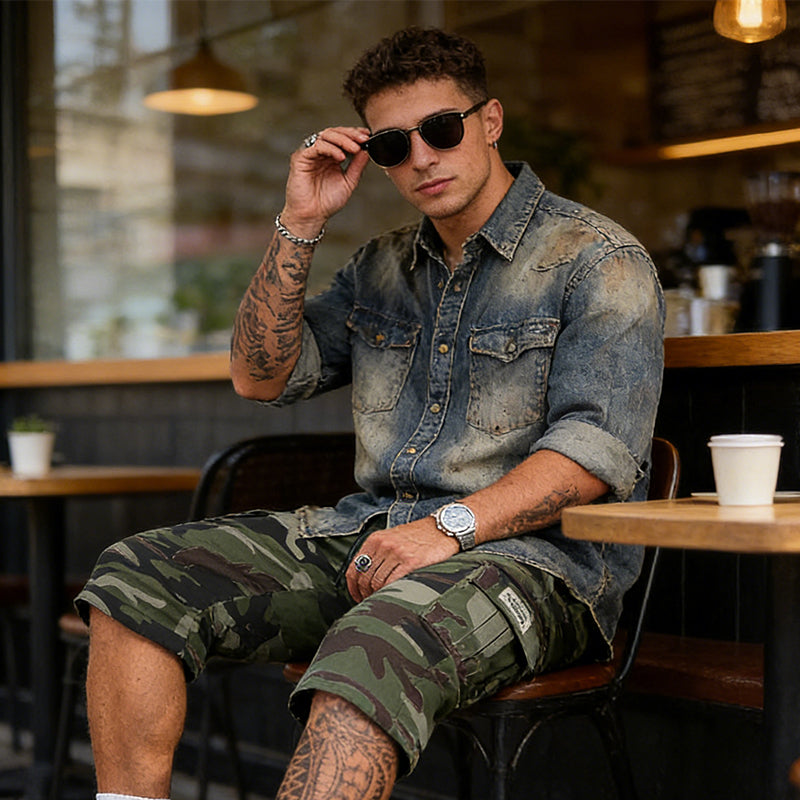 Men's Camouflage Cargo Shorts – Multi-Pocket, Adjustable Waist & Breathable Fabric (2XS–3XL)