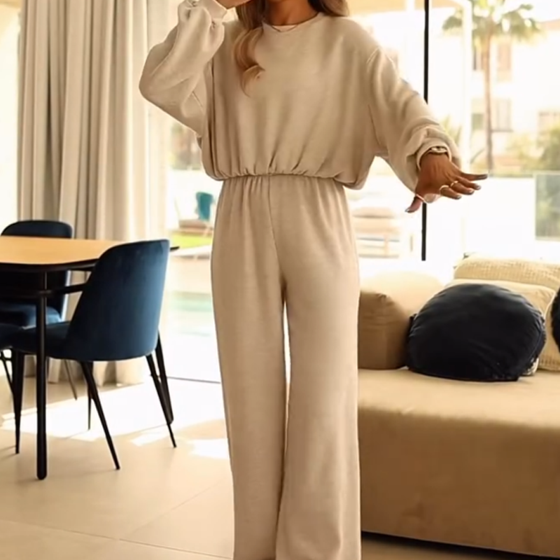 Women’s Relaxed Fit Crop Top & Wide-Leg Pants Set
