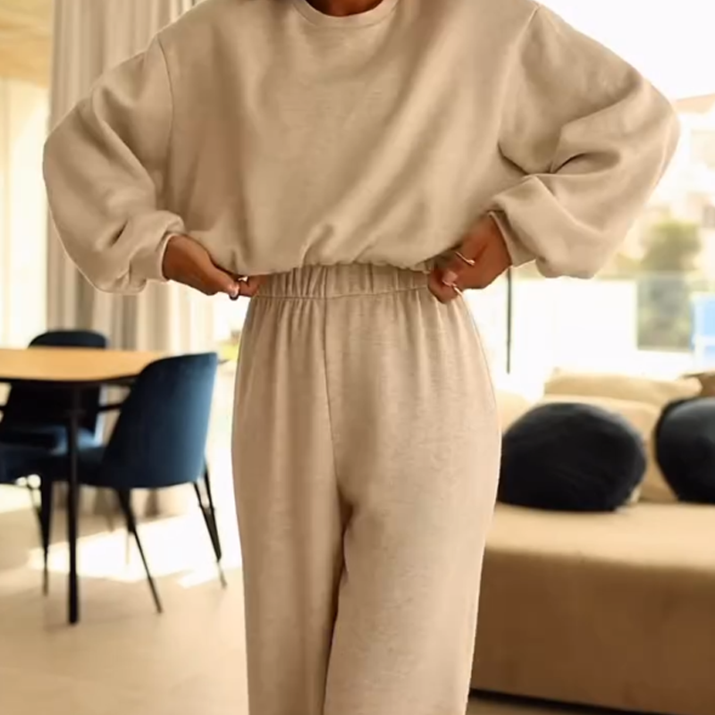 Women’s Relaxed Fit Crop Top & Wide-Leg Pants Set