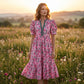 🎁2026 New Arrivals 60% OFF💖Women's Floral Print Puff Sleeve Maxi Dress