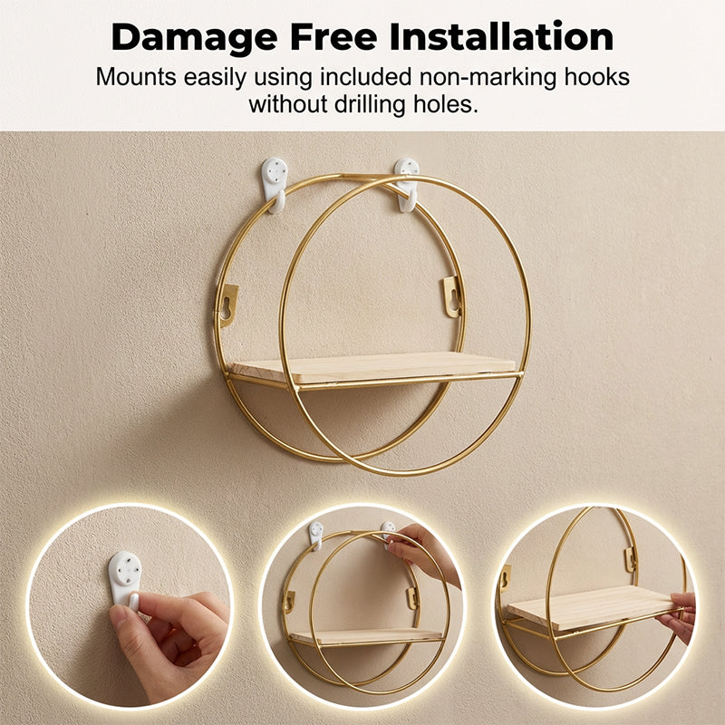 Round Metal Wall-Mounted Shelf