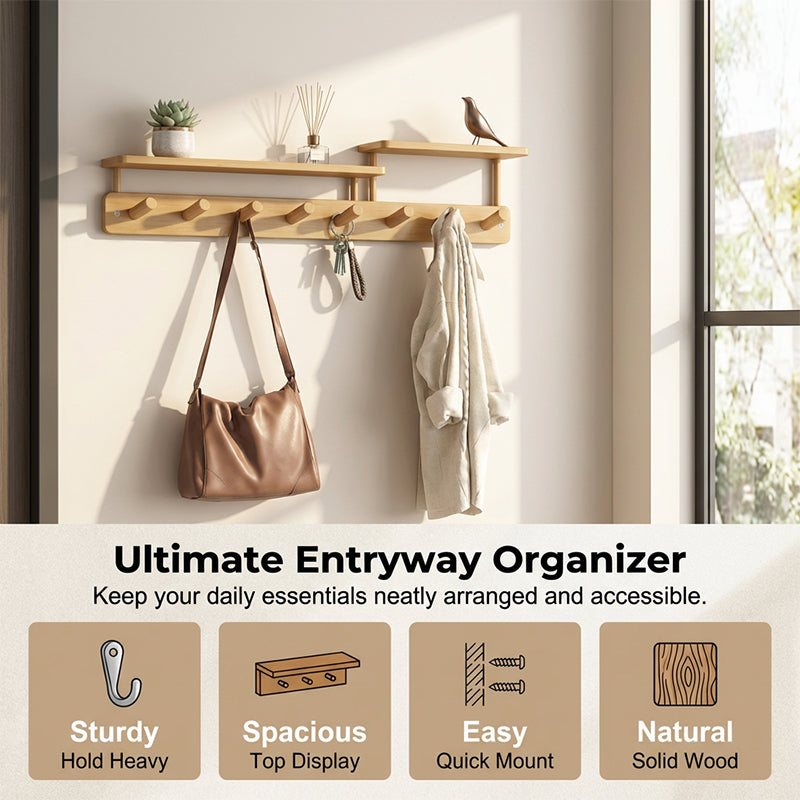 Space-Saving Wall-Mount Coat Rack with Shelf