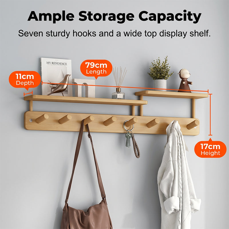 Space-Saving Wall-Mount Coat Rack with Shelf