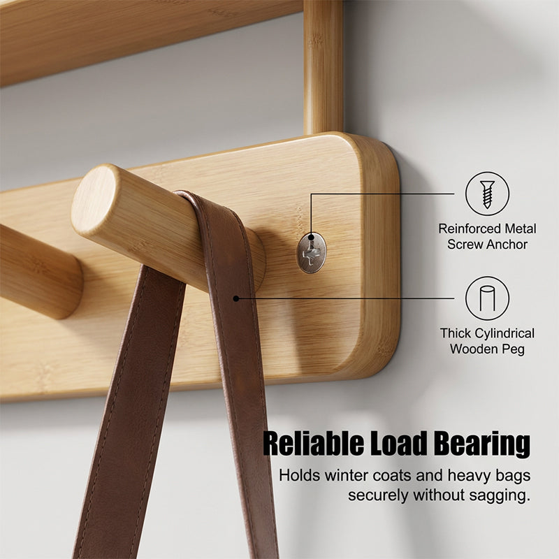 Space-Saving Wall-Mount Coat Rack with Shelf