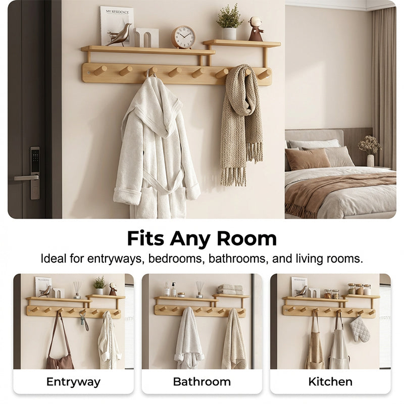 Space-Saving Wall-Mount Coat Rack with Shelf