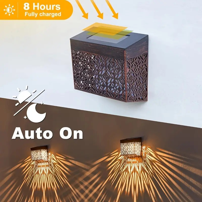 Solar Powered LED Hollow Wall Light for Pathway & Yard