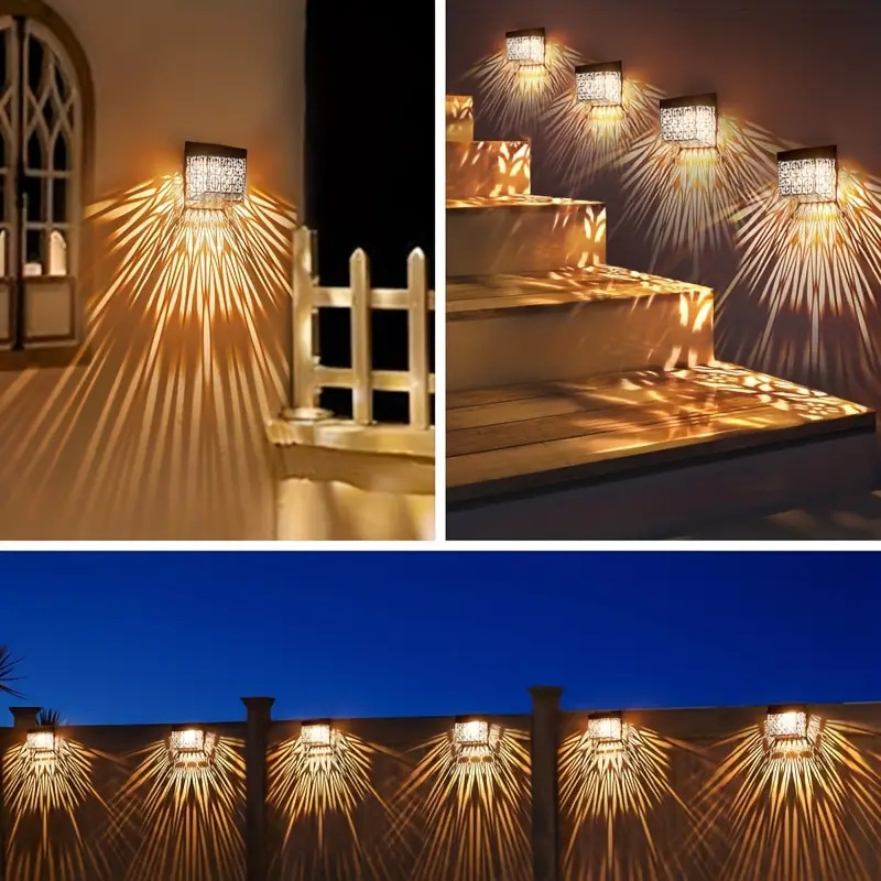 Solar Powered LED Hollow Wall Light for Pathway & Yard