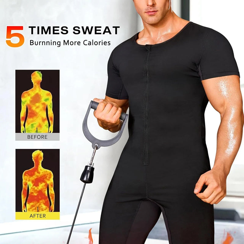 🧖‍♂️ 50% OFF NOW! 🔥 Men's Full Body Sauna Jumpsuit – Weight Loss Support, Sweat-Boosting & Perfect for Workout 💪