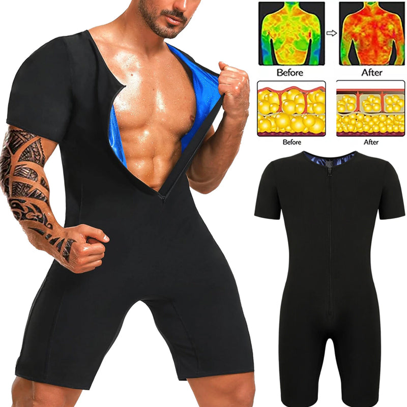 🧖‍♂️ 50% OFF NOW! 🔥 Men's Full Body Sauna Jumpsuit – Weight Loss Support, Sweat-Boosting & Perfect for Workout 💪