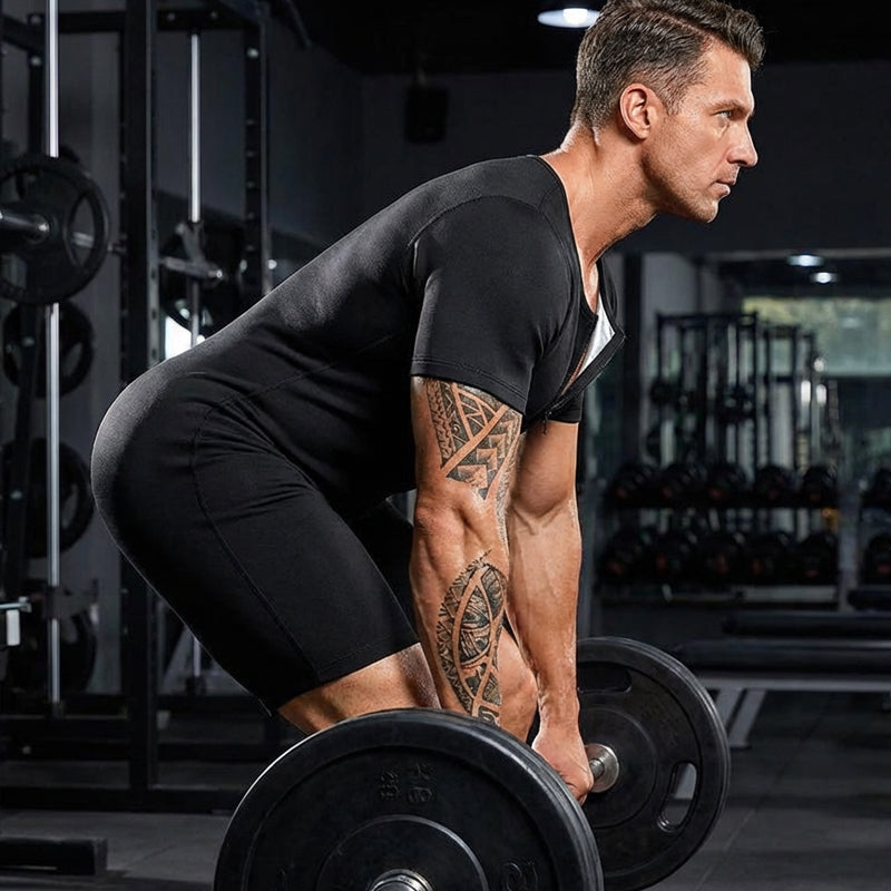 🧖‍♂️ 50% OFF NOW! 🔥 Men's Full Body Sauna Jumpsuit – Weight Loss Support, Sweat-Boosting & Perfect for Workout 💪