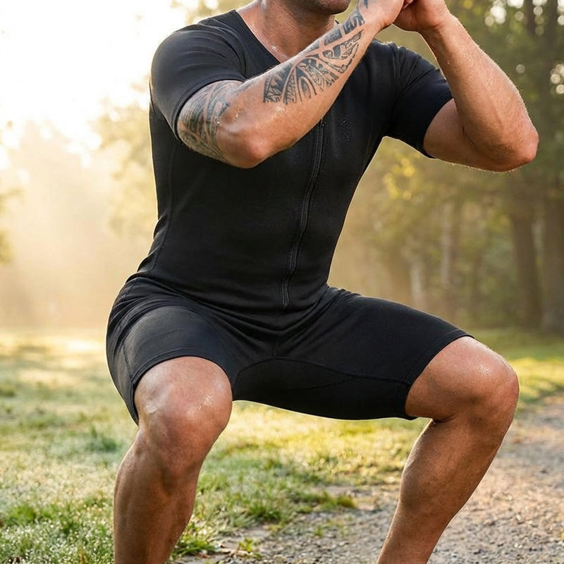 🧖‍♂️ 50% OFF NOW! 🔥 Men's Full Body Sauna Jumpsuit – Weight Loss Support, Sweat-Boosting & Perfect for Workout 💪