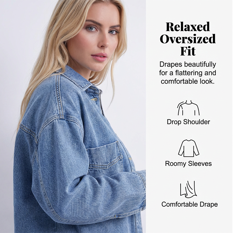 Casual Long Sleeve Denim Shirt Jacket