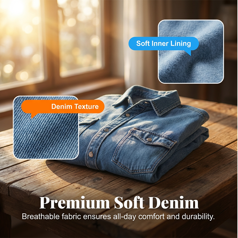 Casual Long Sleeve Denim Shirt Jacket