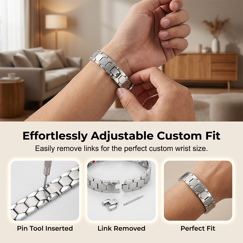 🔥 LIMITED TIME: 50% OFF! ⚽ Men's Magnetic Soccer Bracelet – Hexagonal Pattern, Stainless Steel & Energy Stones ✨