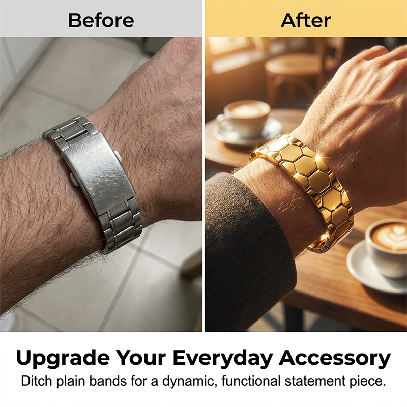 🔥 LIMITED TIME: 50% OFF! ⚽ Men's Magnetic Soccer Bracelet – Hexagonal Pattern, Stainless Steel & Energy Stones ✨