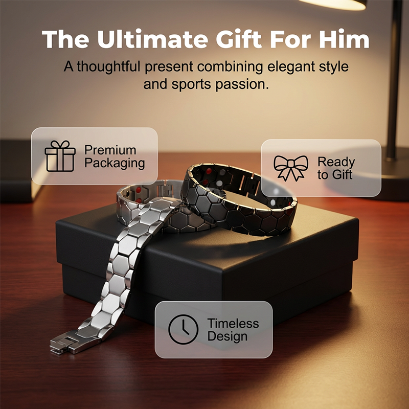 🔥 LIMITED TIME: 50% OFF! ⚽ Men's Magnetic Soccer Bracelet – Hexagonal Pattern, Stainless Steel & Energy Stones ✨