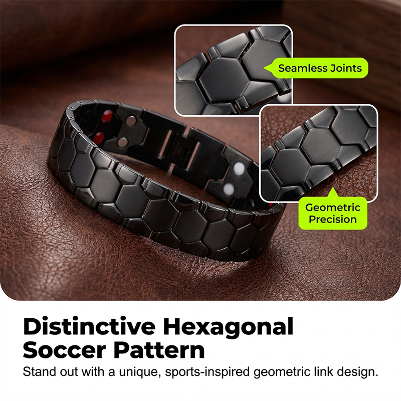 🔥 LIMITED TIME: 50% OFF! ⚽ Men's Magnetic Soccer Bracelet – Hexagonal Pattern, Stainless Steel & Energy Stones ✨