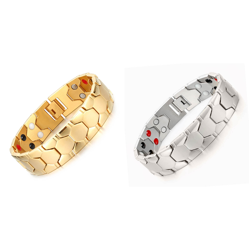 🔥 LIMITED TIME: 50% OFF! ⚽ Men's Magnetic Soccer Bracelet – Hexagonal Pattern, Stainless Steel & Energy Stones ✨