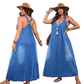 👗New arrival 40% OFF!🥰Casual Loose Fit V-Neck Denim Maxi Dress