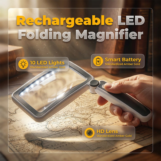 🔍💡Foldable, Handheld Reading Magnifier with Illumination 📖✨