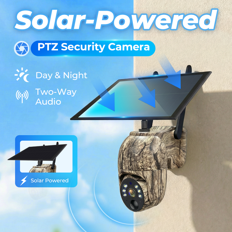 🥳2026 HOT SALE🥳💞50K+ SOLD!🏠⚡ 50% OFF! 2MP Solar PTZ Camera – 355° pan & tilt, eliminates blind spots. Built-in battery, solar rechargeable. Two-way talk, instant alerts. Tough enough for any weather. 🌧️🛡️