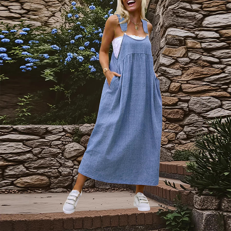 👗 50% OFF NOW! 🌸Women's Casual Loose Overall Dress – Relaxed Fit, Side Pockets & Breathable Fabric ✨
