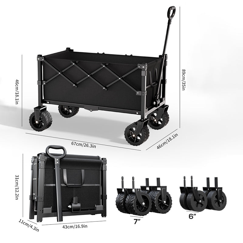 🚚🏕️ LIMITED-TIME 50% OFF! Heavy-Duty Collapsible Wagon Cart – 130L Capacity, 80kg Load & All-Terrain Wheels