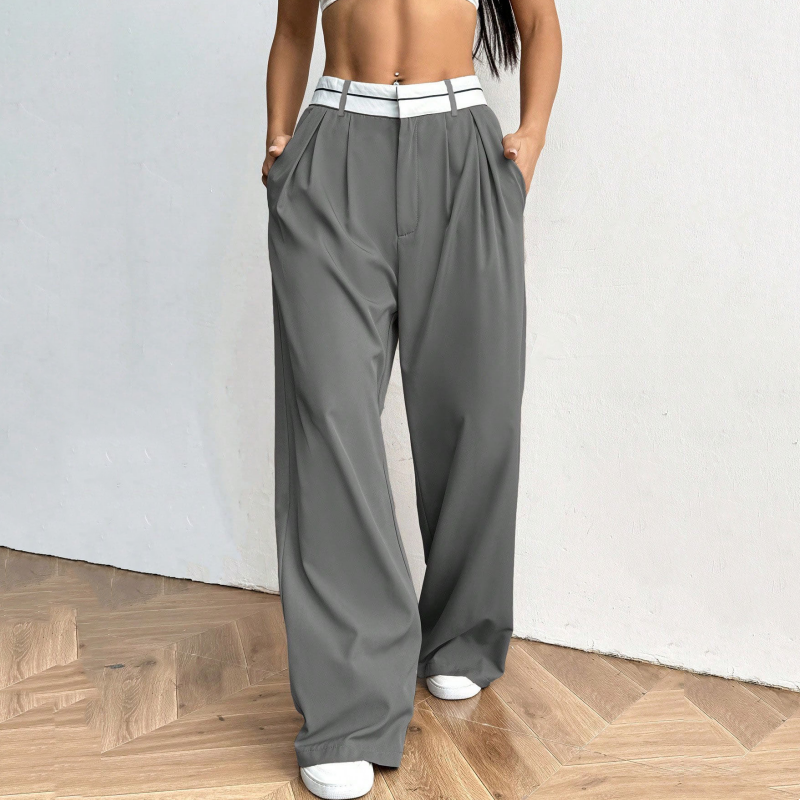 🥳2026 HOT SALE🥳💞50K+ SOLD!💥50% OFF! 🔥Women's Wide-Leg Suit Pants with Contrast Waistband
