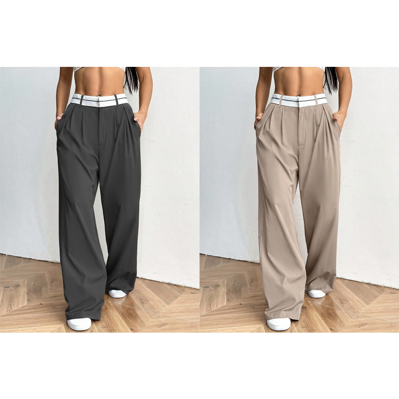 🥳2026 HOT SALE🥳💞50K+ SOLD!💥50% OFF! 🔥Women's Wide-Leg Suit Pants with Contrast Waistband