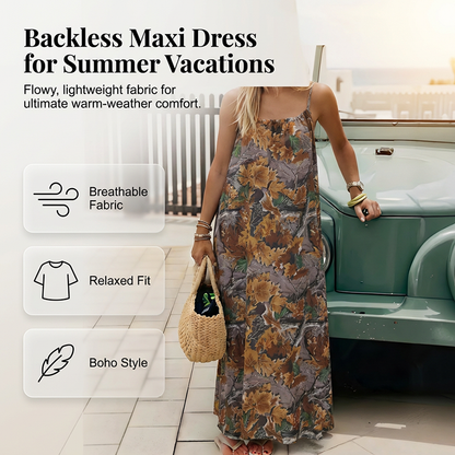 🔥💗LAST DAY SALE 50% OFF⚡50K+ SOLD🪞✨Backless Spaghetti Strap Maxi Dress👗Women Summer Lightweight Flowy Long Dress For Beach Vacation Evening Party UK Stock