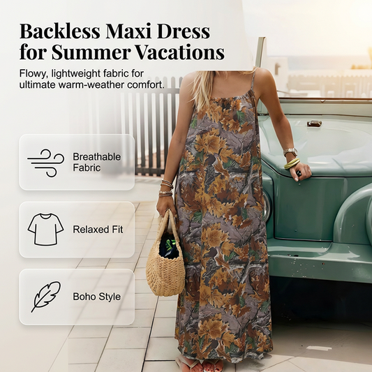 🔥💗LAST DAY SALE 50% OFF⚡50K+ SOLD🪞✨Backless Spaghetti Strap Maxi Dress👗Women Summer Lightweight Flowy Long Dress For Beach Vacation Evening Party UK Stock