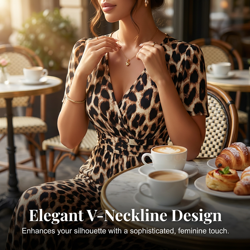 🔥New Sale 50% OFF✨Leopard Print V-Neck Wide-Leg Jumpsuit