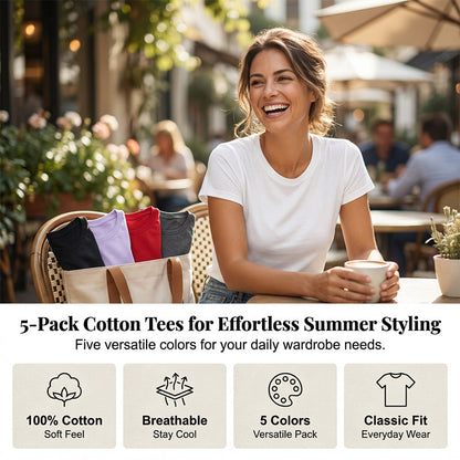 🔥2026 Hot sale 57% OFF🔥5-Pack Versatile Solid Color T-Shirt