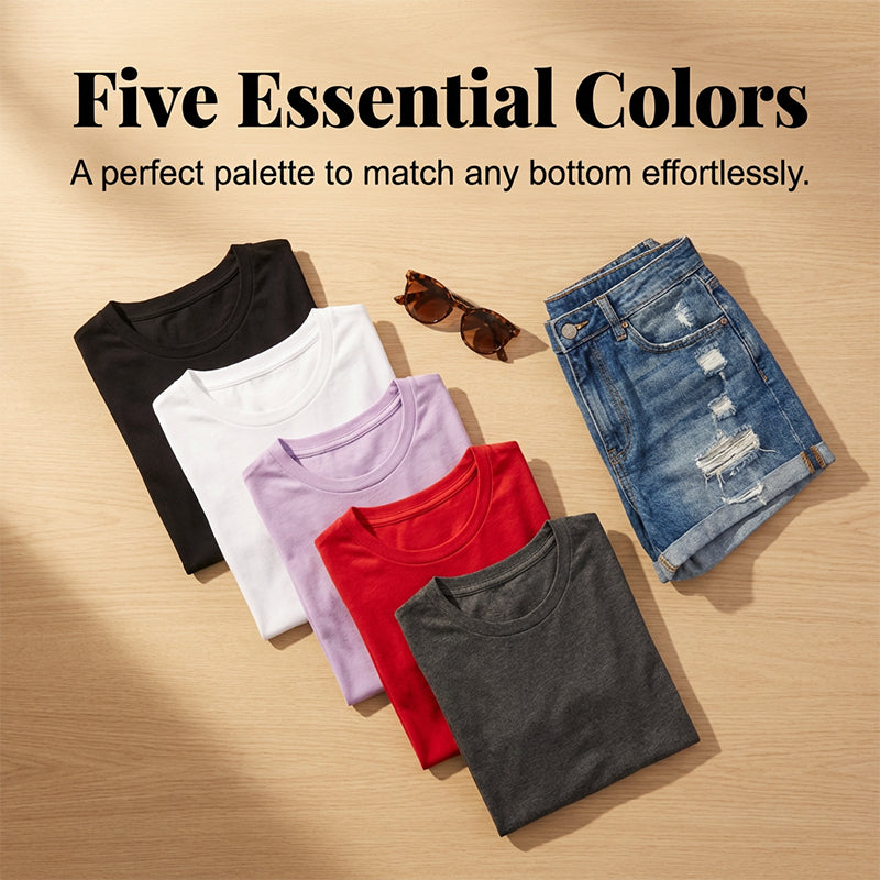 🔥2026 Hot sale 57% OFF🔥5-Pack Versatile Solid Color T-Shirt