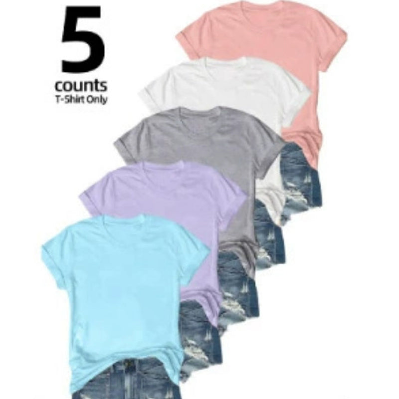 🔥2026 Hot sale 57% OFF🔥5-Pack Versatile Solid Color T-Shirt