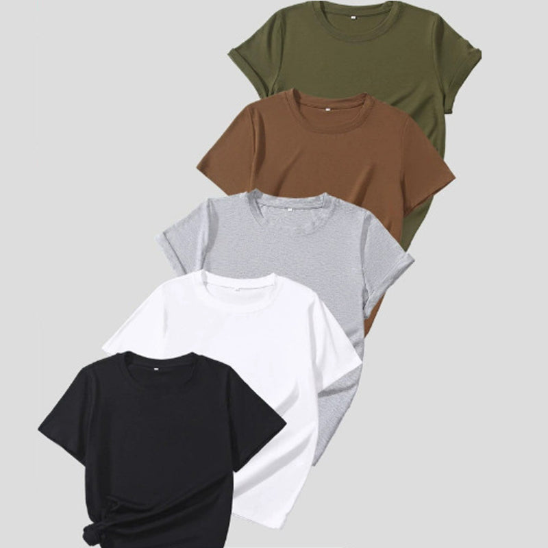 🔥2026 Hot sale 57% OFF🔥5-Pack Versatile Solid Color T-Shirt