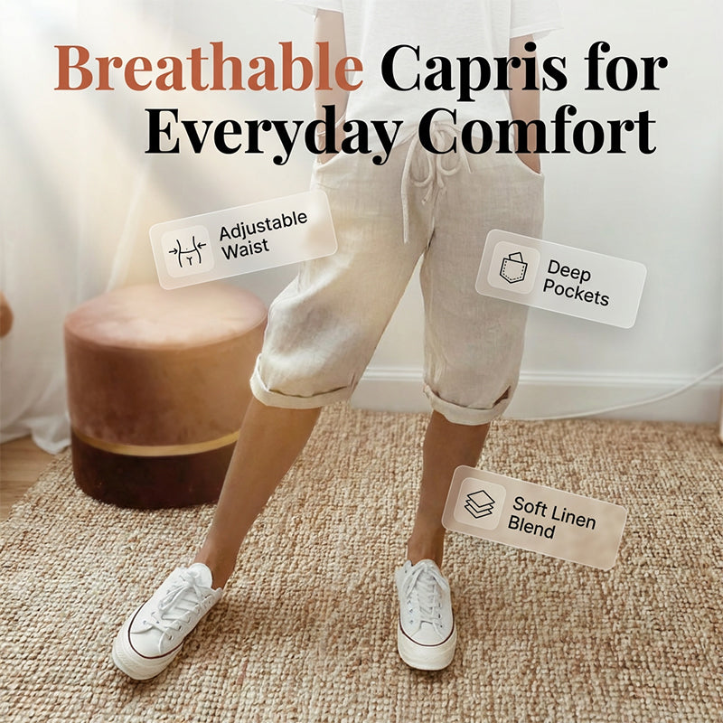 ⏰🔥LIMITED TIME 50% OFF! 👖 Women’s Casual Cotton Linen Capris – Breathable, Comfortable & Effortlessly Chic 🌿✨