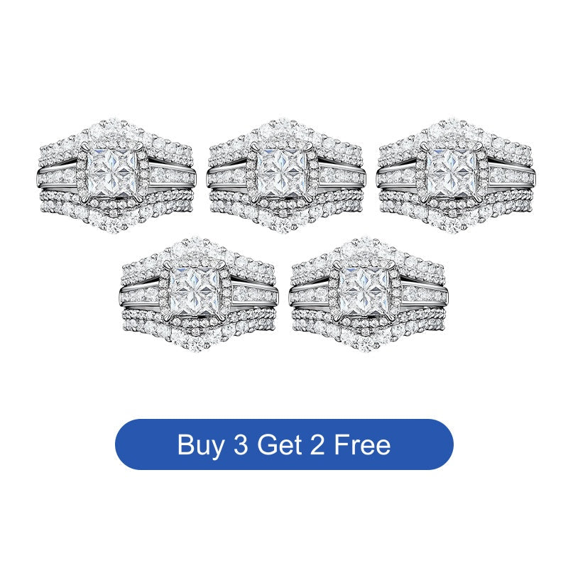🎁2026 New Arrivals 50% OFF💥Women's Princess Cut Cubic Zirconia Filled Ring – Pave Setting, Multi-Layer Band, Sparkle ✨