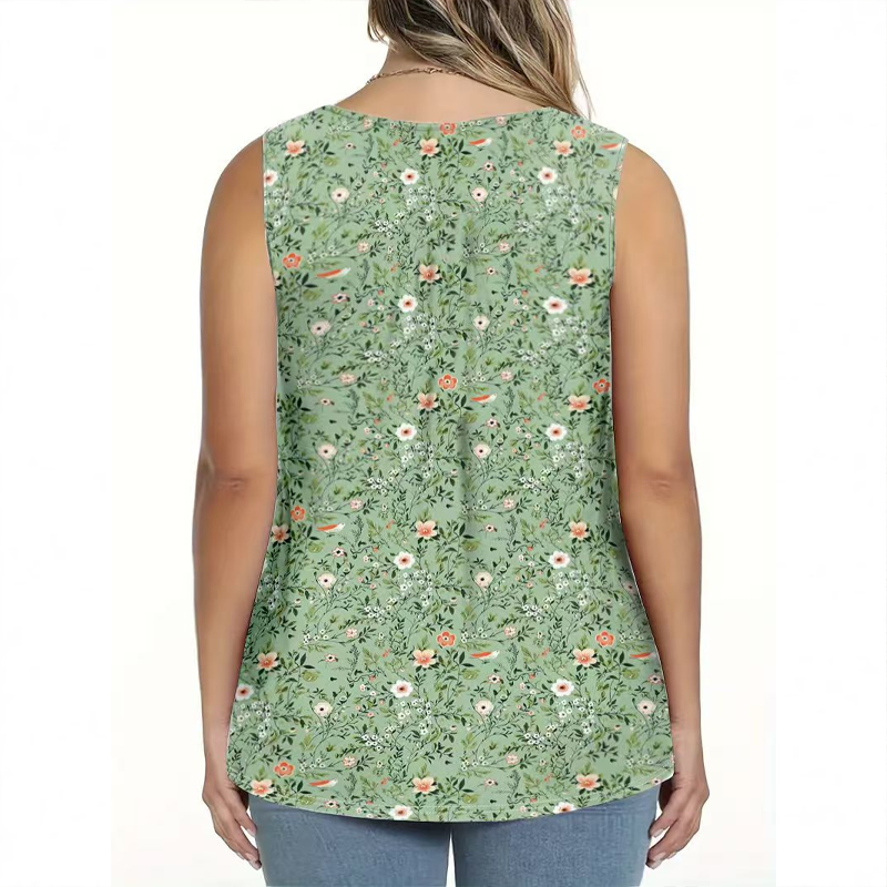 🌸 LIMITED-TIME 50% OFF! 👚 Women's Printed Button Sleeveless Top – Vibrant Colors, Lightweight & Breezy 🦋