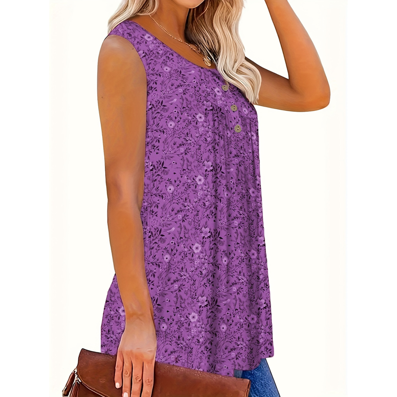 🌸 LIMITED-TIME 50% OFF! 👚 Women's Printed Button Sleeveless Top – Vibrant Colors, Lightweight & Breezy 🦋