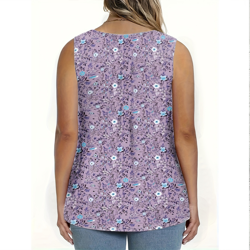 🌸 LIMITED-TIME 50% OFF! 👚 Women's Printed Button Sleeveless Top – Vibrant Colors, Lightweight & Breezy 🦋