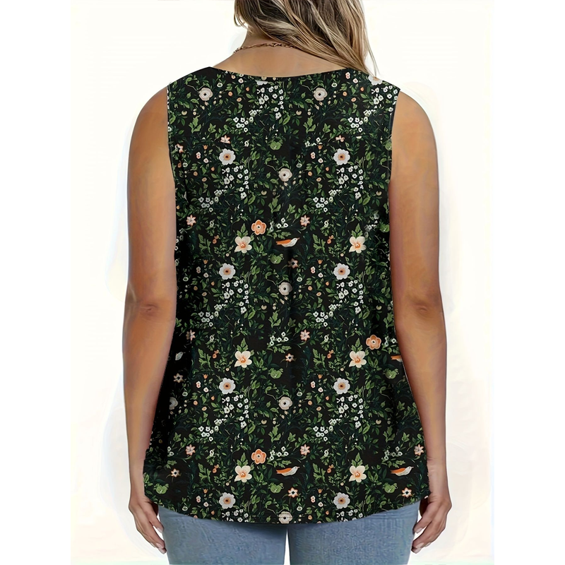 🌸 LIMITED-TIME 50% OFF! 👚 Women's Printed Button Sleeveless Top – Vibrant Colors, Lightweight & Breezy 🦋