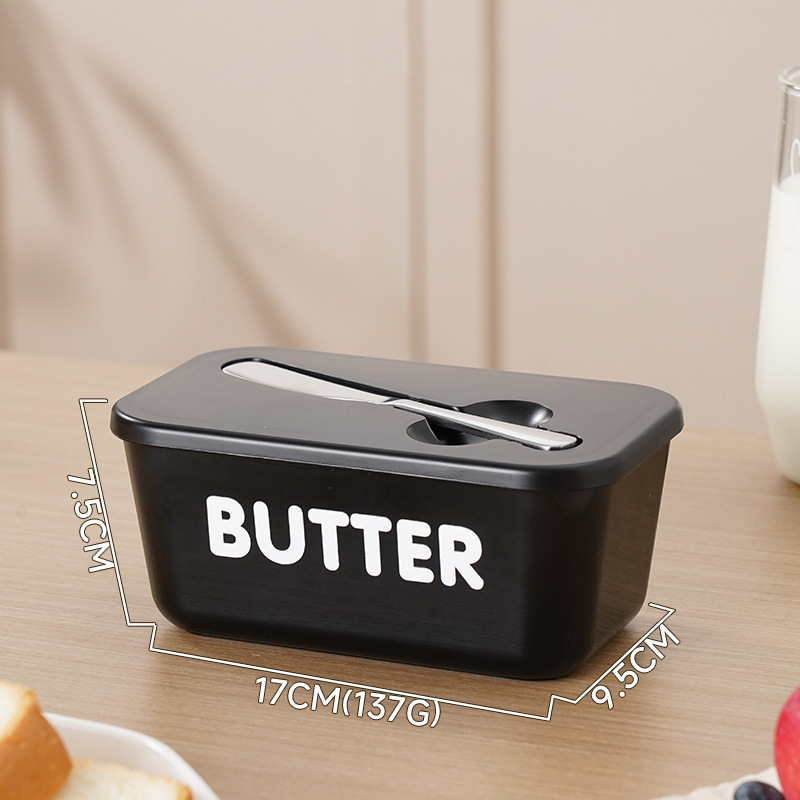 Large Plastic Butter Dish With Lid & Knife