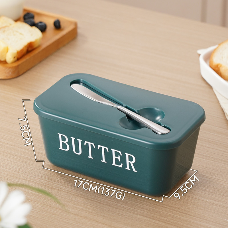 Large Plastic Butter Dish With Lid & Knife