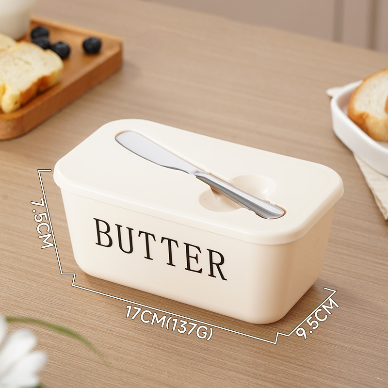 Large Plastic Butter Dish With Lid & Knife